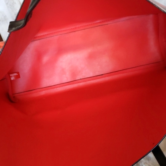 Victoria's Secret Red Black Floral Leather Classic Double Handle Tote Bag - Picture 14 of 16